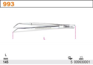 Pinzeta BETA 993 vyhnutá, rýhovanášpičatá na pružiny