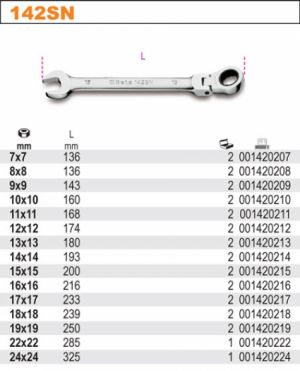 profi ráčnový klíč výkyvný BETA 142SN , otevřený / ráčnový s kloubem, vyklápěcí ráčnový konec, profesionální kvalitní nářadí.