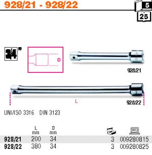 nástavec na velkou golu 3/4" 200mm nebo 380mm BETA 928/21, prodloužení ke gole 3/4", nástavec prodlužovací 3/4" gola 