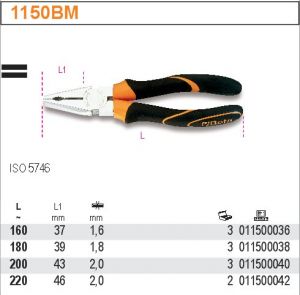 Kombinačky BETA, kleště kombinované chromované Beta1150BM 160mm-180mm-200mm-220mm profi kleště kombinované s rukojeti dvoukomponentní 