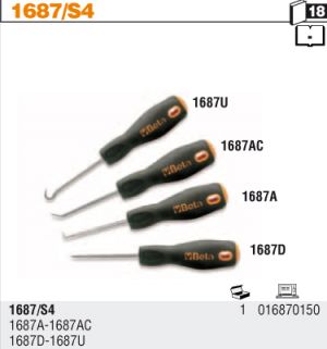 montážní háček jehla BETA 1687/S4, jehly s rukojeti, háček, ohnutý hrot, 90°ohnutý-krátký hrot a rovný hrot, přesné technické jehly BETA