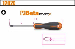 Křížové šroubováky BETA 1202E v sadě, 4 šroubováky na šrouby s křížovou hlavou Phillips® v krabičce