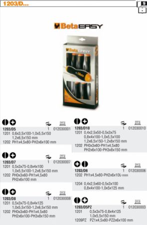 Sada šroubováků BETA 1203E/D7, kombinovaná sada, ploché a křížové šroubováky v sadě