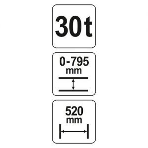 Hydraulický lis Yato,  30t, zdvih 0-795mm, šíře 520mm 