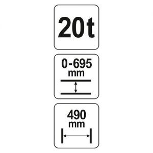 Hydraulický lis 20t, zdvih 0-695mm šíře 490mm , dílenský lis 20T