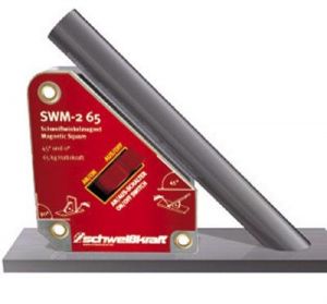 Vypínatelný svařovací úhlový magnet BOW, řada  SWM-2, úhlový magnet pro fixaci plechů, kulatých i hranatých obrobků nebo trubek pro úhly 45° a 90°.