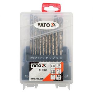 Sada vrtáků na kov 19ks HSS-COBALT 1-10mm  pro použití do legované i nelegované oceli do pevnosti v tahu 900 N/mm2, do nerezové oceli V2A/V4A,  šedé litiny, ocelolitiny a oceli odolné vůči kyselinám