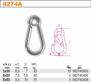 Nerezová prstencová karabina AISI 316  inox karabina nerez