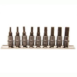 sada hlavice Torx na malou golu1/4"  T10-T15-T20-T25-T27-T30-T40-T45-T50  Sada ořechů Torx v držáku, 9 kusů zástrčných torxů se 1/4" uchycením