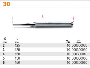 Průbojník vyražeč kolíků čepů  BETA 30, vyražeč 2mm-3mm-4mm-6mm, kovový vyražeč čepů závlaček a pod. Beta-Tools 30, vyražeč Beta  