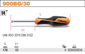 Rukojeť na 1/4" ořechy BETA  900BG/30, šroubovák na hlavice gola 1/4"