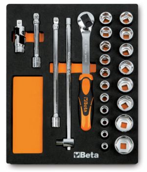 sada gola 1/2" Beta do dílenského vozíku ,moduls s nářadím beta Gola půlcoulová  v pěnovém pořadači BETA 2450/ M83 vybavený značkovými profi nářadím 1/2" gola sada