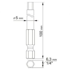 bits imbus do vrtačky dlouhý 100mm Sada imbusových bitů 2ks bity imbusy 1/4" v sadě 2 kusů nástavce ke šroubovákům