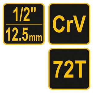 Ráčna 1/2" 250 mm vyhnutá poplastovaná, ráčna s páčkou