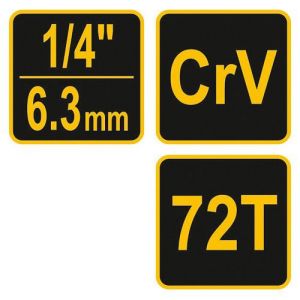 Ráčna 1/4" 155 mm vyhnutá poplastovaná, ráčna s páčkou