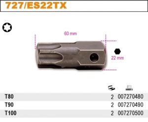 Torx T80 T90 T100 bits úderový Torx 