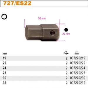 hlavice imbus 19mm 22mm 24mm 27mm 30mm 32mm s upínacím šestihranem 22mm  imbus kovanný rázový na 1" golu