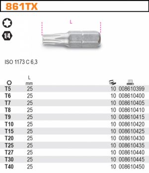 Bit šroubovák  TORX 1/4" bity pro šrouby s hlavou Torx® bit s hvězdičkou šroubovák profi Torx T5 T6 T7 T8 T9 T10 T15 T20 T25 T27 T30 T40 do aku vrtačky bits šroubovák na hvězdičku Torx profesioná