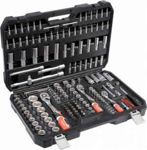 Gola sada velká v plastovém kufru součástí jsou 3 ráčny 1/2", 3/8" a 1/4" nástrčné klíče ve velké sadě se třemi ráčnami