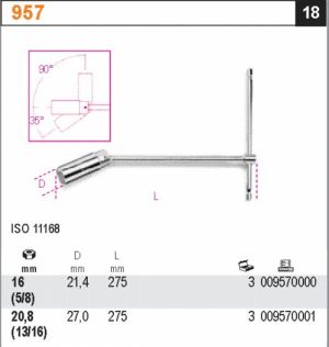 profi klíč na svíčky s kulovým kloubem 16mm 20,8mm 21mm svíčkáč T s kloubem profi beta 957 