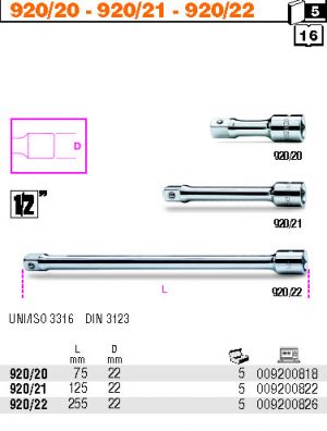 nástavec na golu profi BETA 1/2"  75mm 125mm 255mm profesionální nástavec gola BETA 920/21 920/20 920/22 