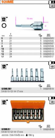 imbus na golu broušený  pevnostní imbus 5mm 6mm 7mm 8mm 12mm 14mm 17mm na 1/2" golu imbus Beta 920ME sada profi imbusů na golu délka 75mm