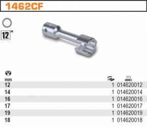 klíč hlavice prořízlá na trubky vstřiků konektory čidla speciální klíč na holendry snímače čidla vstříky 12mm 14mm 16mm 17mm 18mm 19mm  sada prořízlých hlavic klíčů na 1/2" golu Beta 