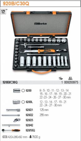 profi gola 1/2" 12 hraná sada hlavic  dvanáctihranných Beta velká gola 1/2" Beta 920B/C30Q profesionální nářadí sada hlavic tisícihran vnitřní 