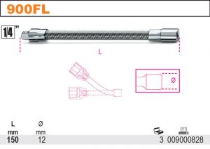 ohebný nástavec na malou golu 1/4" PRODLOUŽENÍ FLEXIBILNÍ 150MM 1/4" profi nástavec na malou golu ohebný 