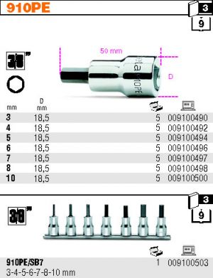 imbus na golu 3/8" 3mm 4mm 5mm 6mm 7mm 8mm 10mm hlavice imbus na střední golu profi gola Beta 910PE