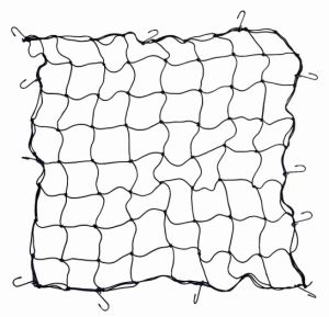 Pružná upevňovací síť 100x100cm pro snadné upnutí vybavena háčky.  Ideální k připevnění předmětů v zavazadlovém prostoru osobního automobilu.