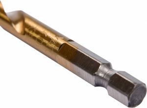 Vrták 8,0 mm do kovu s šestihranným unašečem 1/4" titanový vrták na kov do akuvrtaček akušroubováku vrták s šestihranem do magnetického unašeče vrtačky