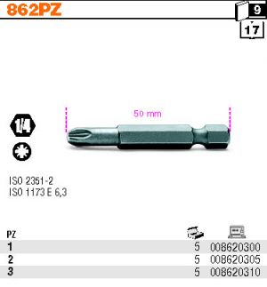 Bit PZ prodloužený 50mm křížový bit pro šrouby s hlavou Pozidriv®-Supadriv® bit křížák do 1/4 šroubováků a unašečů, bit křížový na vruty do dřeva prodloužený PZ-PZ2-PZ3