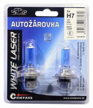 H7 Žárovka 12V H7 55W PX26d WHITE LASER 2ks, Halogenová  H7 žárovka do auta pár autožárovek pro přední světlomety