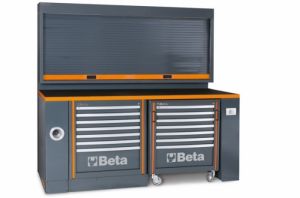 dílenský nábytek Beta C55PB-PRO/5 Beta akce na profesionální ponk s vozíkem a vrchní skříňkou luxusní nábytek do dílny garáže Beta RSC C55,profi ponk a vozík do dílny stavebnice profi nábytku do dílny