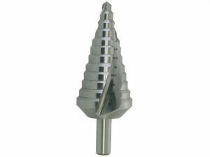 postupný vrták na průchodky PG, VRTÁK STUPŇOVITÝ HSS 6-37mm - PG 6-9-12,5-15,2-18,6-20,4-22,5-26-28,3-30,5-34-37 vrták do plechu a plastu na rozvodné skříně s rozměry PG