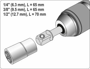 Sada adaptérů do vrtačky HEX 1/4" pro použití s klasickými ořechy nástrčnými a zástrčnými. redukce z aku vrtačky na ořech z goly,,  