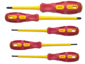sada šroubováků isolovaných 5ks VDE Ph1- PH2-plochý 2,5x75-4x100-6,5x150 , profi šroubováky pro elektrikáře isolované VDE BM-Group BM1195