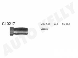 brzdový holendr M9x1,25 Citroen,šroubení na brzdovou trubku M9x1,25 pro francouzská auta, šroubení M9x1,25 pro výrobu brzdových trubek 