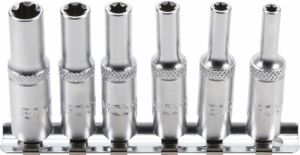 sada E Torx E4-E5-E6-E7-E8-E10 na malou golu dlouhá hlavice E obrácený Torx na malou golu dlouhý vysoký obrácenžý TorxE na ráčnu 1/4"