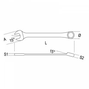 očkoplochý klíč palcový Inch Beta 42AS 1/4"až 1.1/2", klíč inch očkoplochý profi dle velikosti 