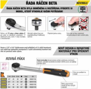 Ráčna 1/4" Beta 900/55 profi ráčna na malou golu Beta tools ,malá ráčna  profesionální 1/4" Beta ,1/4” přepínací ráčna ráčna, 48 zubů