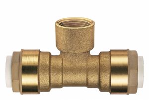 Téčko na trubku18mm rozvodu stlačeného vzduchu s výstupním závitem 1/2" R32101816, T kus se závitem 18 x G1/2"i x 18