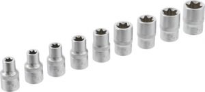 sada hlavic Torx E vnitřní E10-E11-E12-E14-E16-E18-E20-E22-E24 na 1/2" golu ,vnutřní torx E hlavice s torxem vnitřním v ořechu BGS 