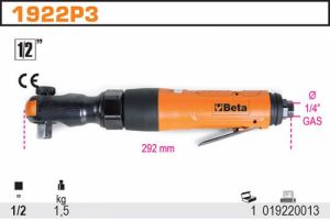 pneumatická ráčna 1/2" 136Nm Beta 1922 P3, profi silná pneu ráčna s rázovým utahováním půlcoulová Beta, ráčna na kompresor  beta Tools 