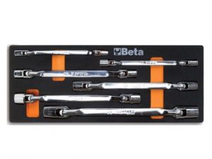 klíč s hlavicí a kloubem Beta 80 v sadě  8x9 -10x11-12x13 -14x15 16x17-18x19 mm modul do vozíku M79 pěnový pořadač do dílenského vozíku s klíči Beta M79