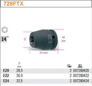 Hlavice vnitřní Torx E-Torx E24   BETA ořech kovanný na utahovák velký 3/4" pro kamiony , kovanná hlavice na návěs Torx E24 