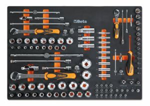 sada gola hlavic a ráčen Beta pro dílenský nábytek C45, sada gola 1/4" 3/8"  1/2" Beta Tools profi nářadí z Itálie  MM105