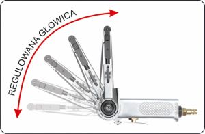 pásová pneumatická bruska pro pásy rozměrů 10 x 330 mm autoklempířská pásová bruska  naklápěcí úzký pásek 