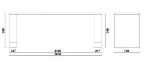 pracovní ponk 2,8m základní modul pro sestavu Beta RSC55 Beta BE5500/C55BO/2.8